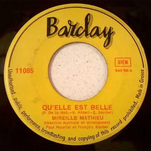 Vinyl record 45 Mireille Mathieu used, 1966 without sleeve