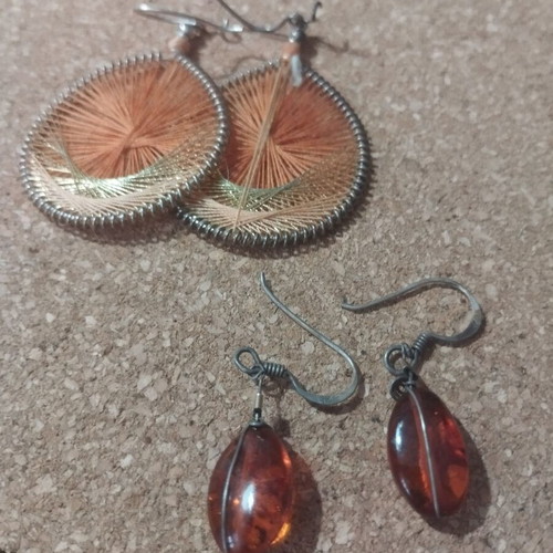 Earrings like new, amber