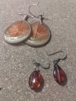 Earrings like new, amber