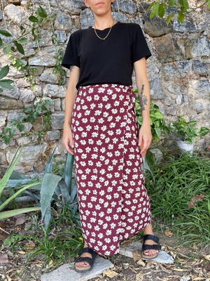 Vintage wrap φούστα με μαργαρίτες