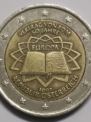 Αναμνηστικό δίευρο Αυστρίας 2007 μεταχειρισμένο, 50 χρόνια Συνθήκη της Ρώμης