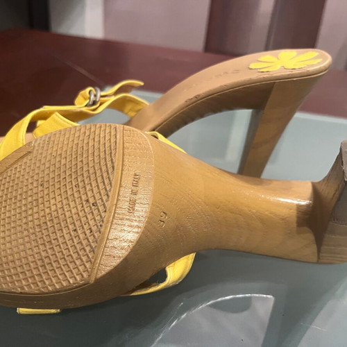 Sante women's sandals used, yellow, size 39, 10cm heel