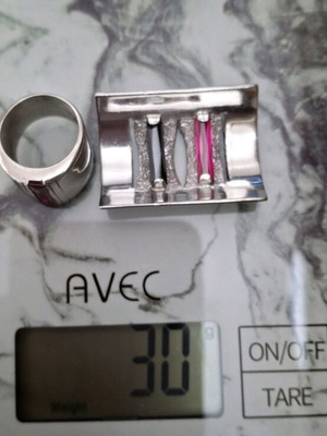 Σετ ασημένιο 925 χειροποίητο δαχτυλίδι και μενταγιόν φούξια και μαύρο