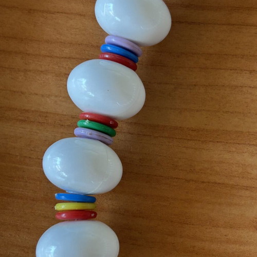 Bone necklace set used, white and blue colors