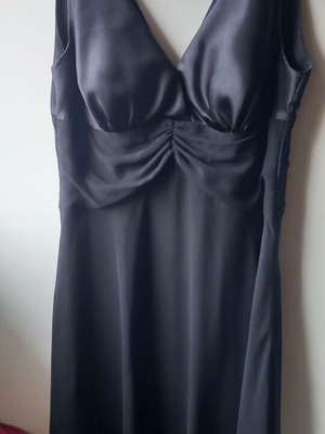 Black dress with satin and chiffon used, asymmetric hem size 54