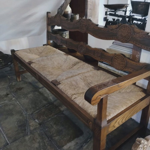 Skyrian carved three-seater sofas used, set of 2 pieces