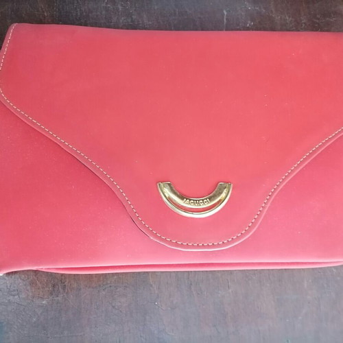 Shoulder bag red faux leather with gold clasp and strap like new