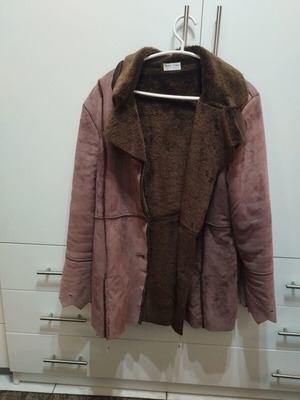 Jessy Line coat jacket with fur like new, brown, size XL