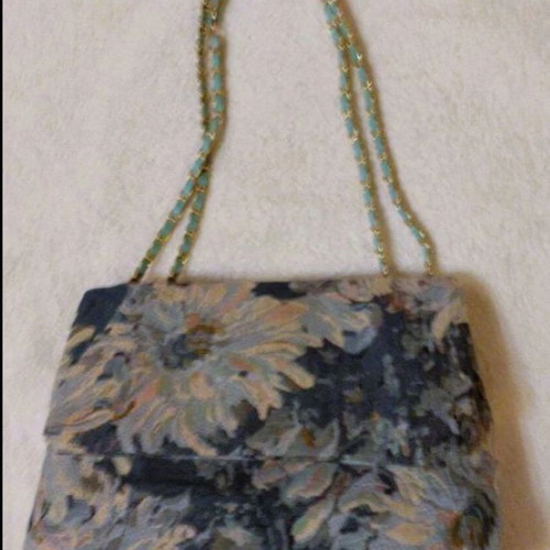 Fabric bag new with floral design mint color