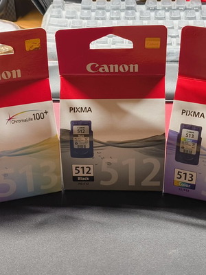 Μελάνια εκτυπωτή Canon σετ 2 έγχρωμα και 1 μαύρο 512 και 513 καινούργια
