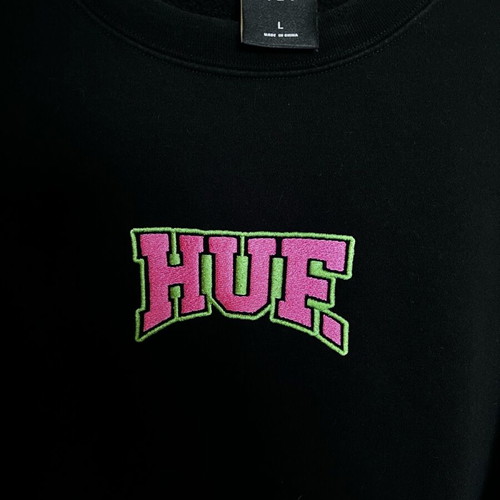 HUF Sweatshirt Size Large Black like new with embroidered logo