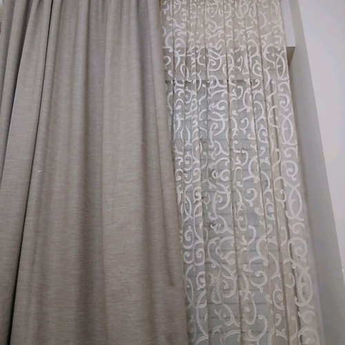 Linen and lace curtains set of 2 like new