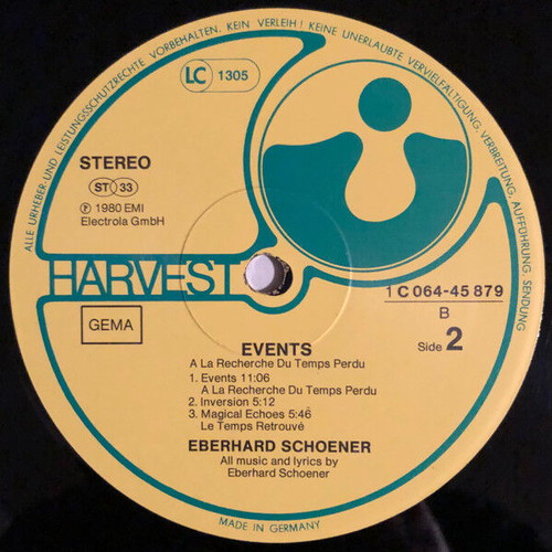 Eberhard Schoener Events vinyl record used, electronic