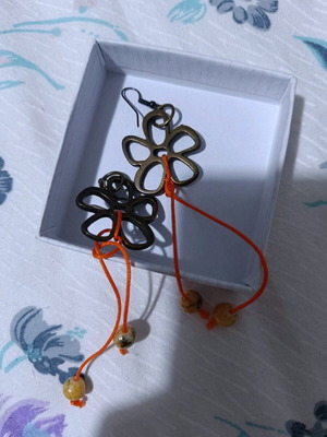 Vintage long earrings like new, brown and orange