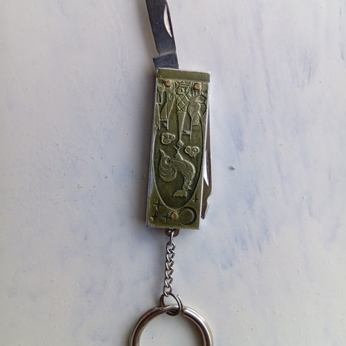 Keychain with nail file and mini knife used, made in USSR