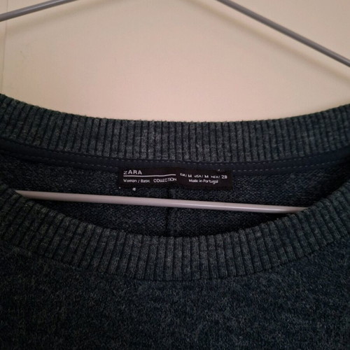 Zara women's petrol knitted top with side cut detail like new