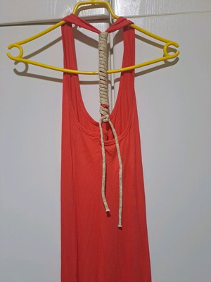 Long dress with back tie like new, orange, size M