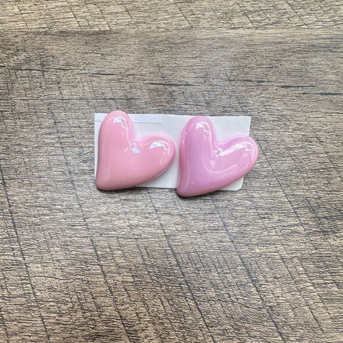 Heart earrings pink new, cute statement accessories