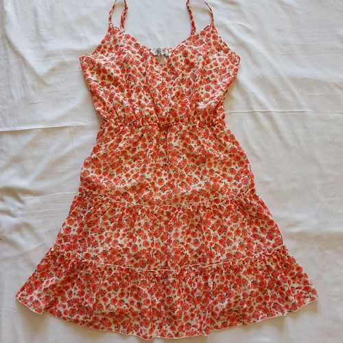 Floral dress used, size S, red