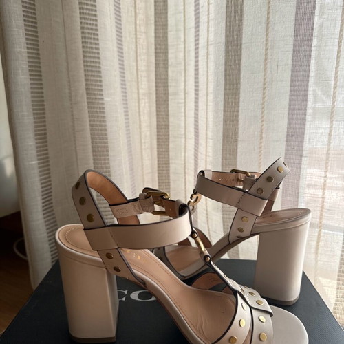 Coach sandals, beige with gold studs, size 37.5
