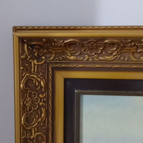 Oil painting with vintage frame