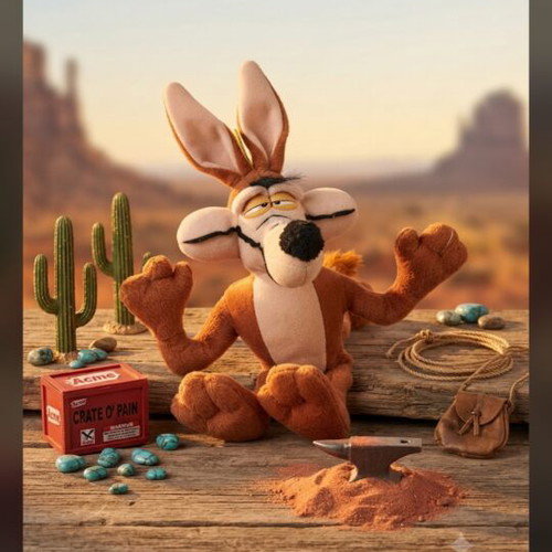 Wile E Coyote plush toy used from Looney Tunes by Play by Play