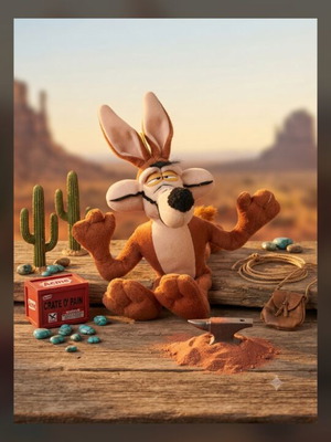 Wile E Coyote plush toy used from Looney Tunes by Play by Play