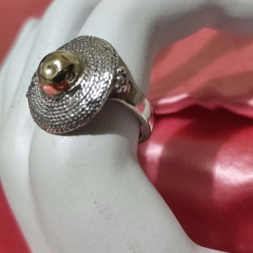 Silver ring 950 like new, sombrero shape, size 16 (56)