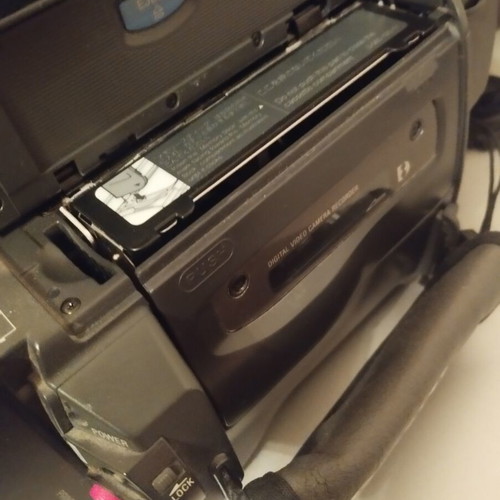 Sony Handycam DCR-TRV820E digital video camera used with printer, battery, charger