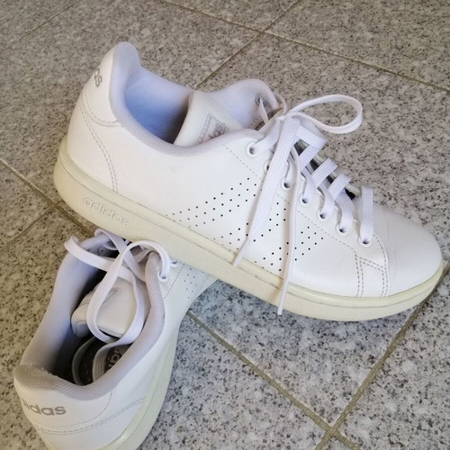 Adidas Advantage used genuine leather size 39 1/3 white sneakers
