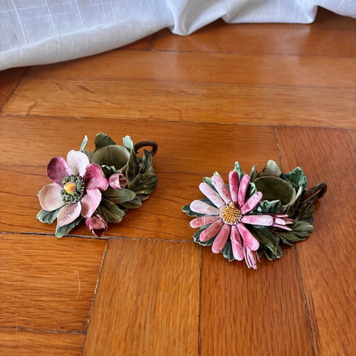 Capodimonte porcelain vintage decorative candle holders used set