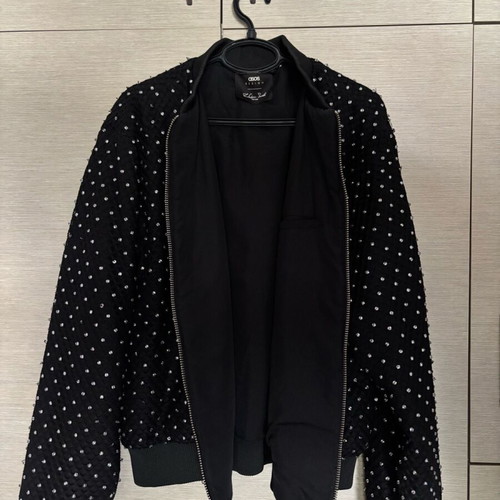 Bomber jacket Embellished black with silver details ASOS like new, size L