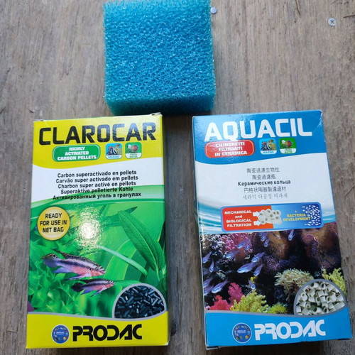Activated Carbon Pellets Clarocar and Aquacil Sponge Filtration for Aquarium New