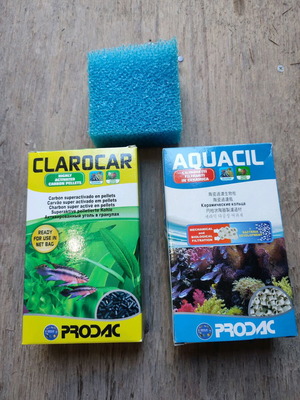 Ενεργός άνθρακας Clarocar και Aquacil σφουγγάρι φιλτραρίσματος ενυδρείου καινούργια