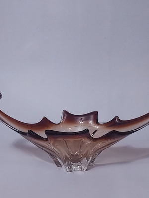 Oval Murano Italy bowl used, glass with amber and burgundy tones