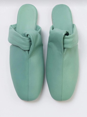 Leather slippers size 39.5, used, green