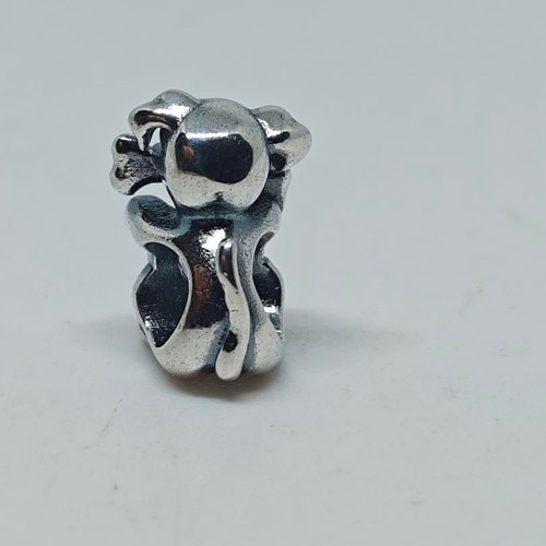 Silver Charm Dog with Pink Crystal Heart S925 like new