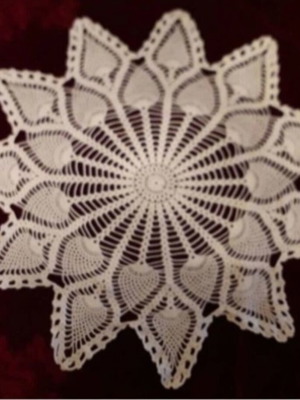 Handmade crochet doily in ecru color, new, diameter 0.60m