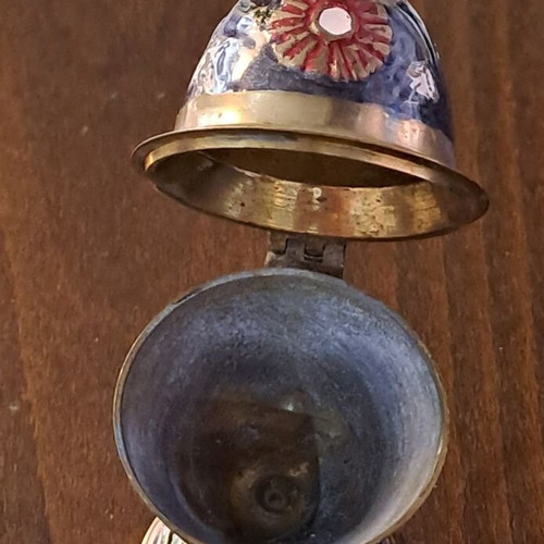 Art et Lumiere incense burner used, solid brass with enamel and floral designs