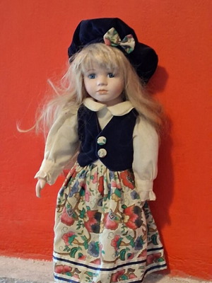 Vintage collectible ceramic doll, 38cm