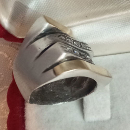 Silver gold ring 950 585 with zircon used, size 54