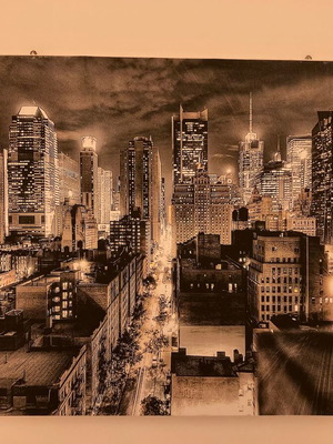 Canvas photographs used, black and white, set of 2, 56x68 cm