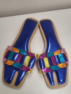 Shein colorful platform sandals like new, synthetic leather