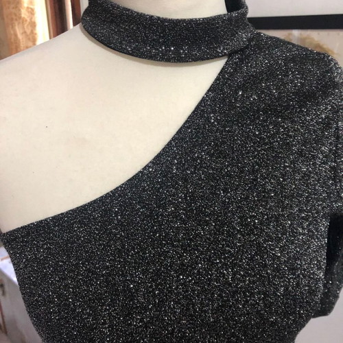 Asymmetric metallic dress silver/black Even&Odd new, size L