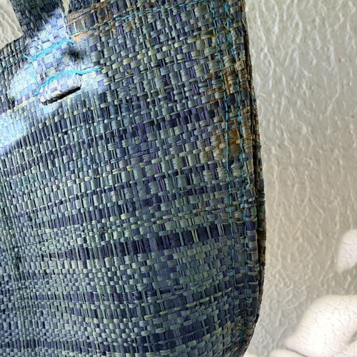 Mini straw handbag used, blue