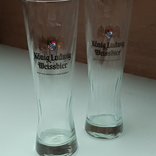 Konig Ludwig Weissbier beer glasses pack of 2, new