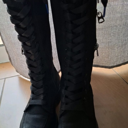 Replay suede combat boots with side zipper like new, black size 38