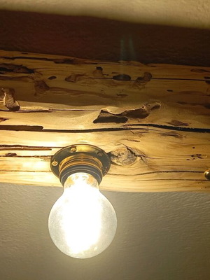 Wooden lamp made of reclaimed fir wood like new