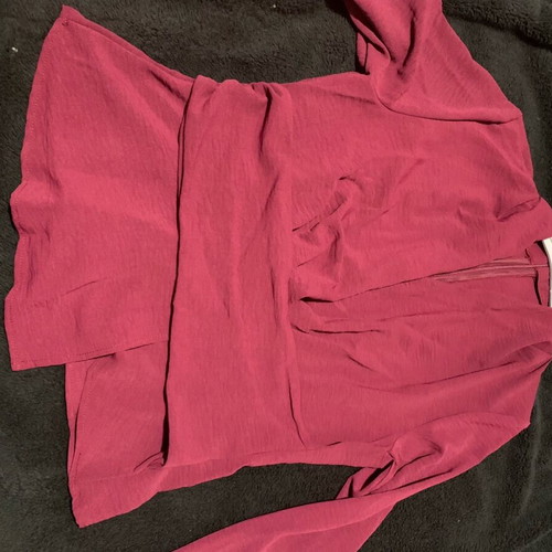 Wrap blouse long sleeve burgundy new size L