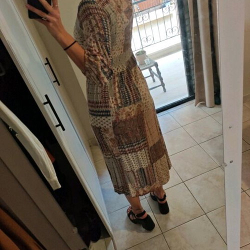Midi dress boho style with patchwork design, like new, size Small
